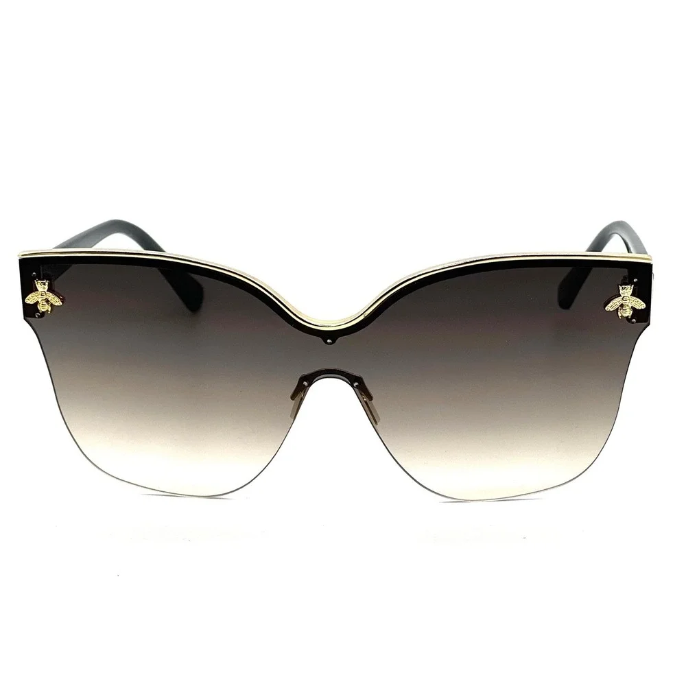 Rimless Shield Sunglasses Bee Gold UV400 Protection Fashion Shades Eye‎ Glasses
